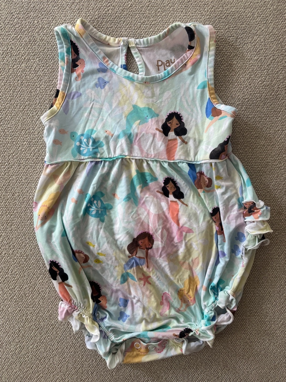 Little Sleepies Play Mermaid Bamboo Bubble Romper Size 2T